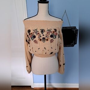 Floral Embroidered Off-Shoulder Top